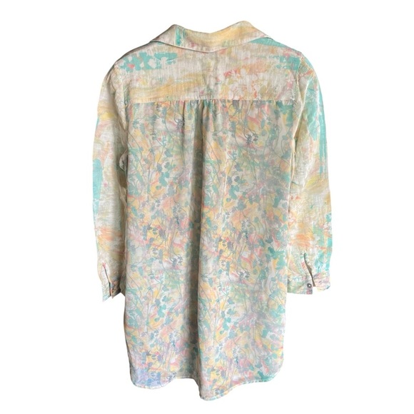 Soft Surroundings Pastel Floral Mixed Materials Button Down Shirt Medium - Picture 6 of 12
